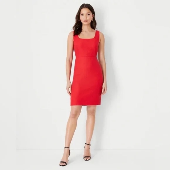 Ann Taylor Red Scoop Neck Sheath Dress - Picture 1 of 3